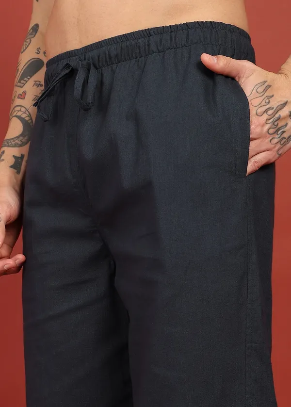 Black___Relaxed_Fit_Ankle_Length_Pants_for_Men