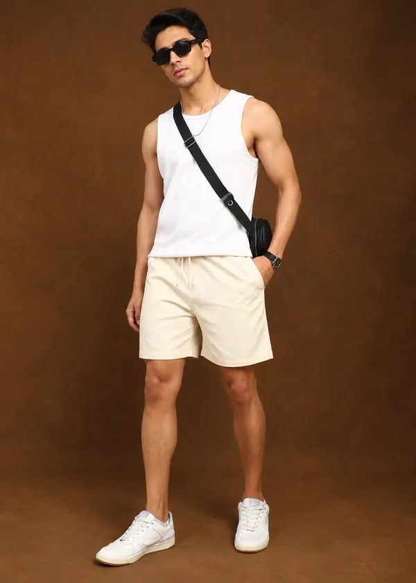 Beige___Blend_Elastic_Waist_Shorts_for_Men