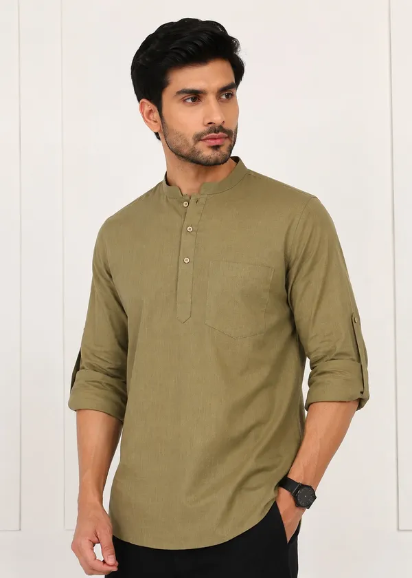 Olive_Green___Mandarin_Collar_Kurta_for_Men