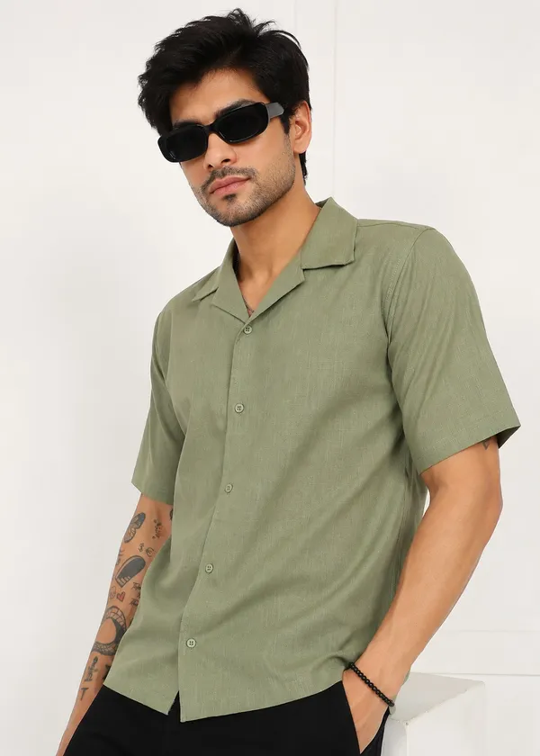 Olive_Green___Short_Sleeve_Resort_Collar_Shirt_for_Men