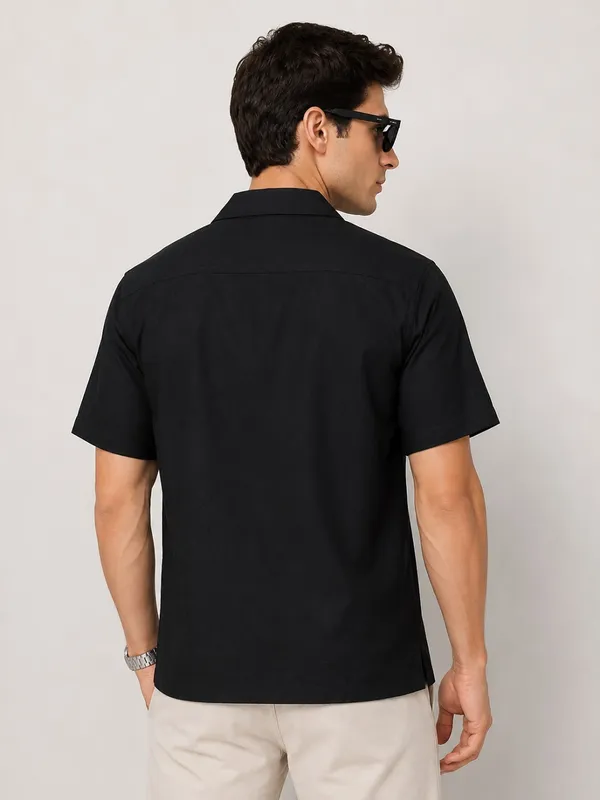 Black___Camp_Collar_Short_Sleeve_Shirt_for_Men