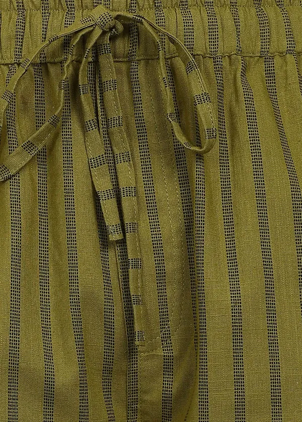 Olive_Green_Vertical_Stripe_Drawstring_Shorts_for_Men