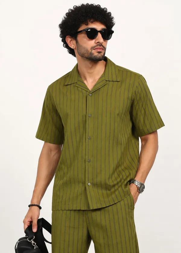 Olive_Green_Striped_Short_Sleeve_Co-Ord_Set_for_Men