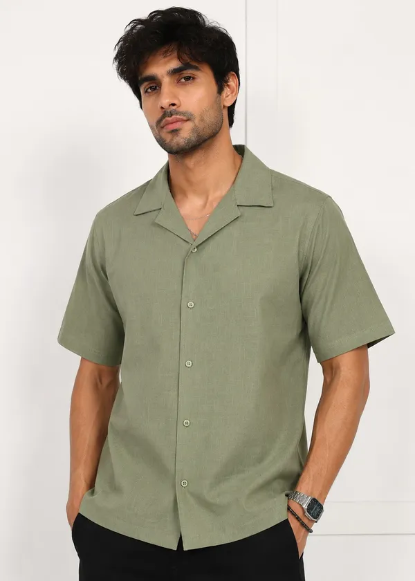 Olive_Green___Short_Sleeve_Resort_Collar_Shirt_for_Men