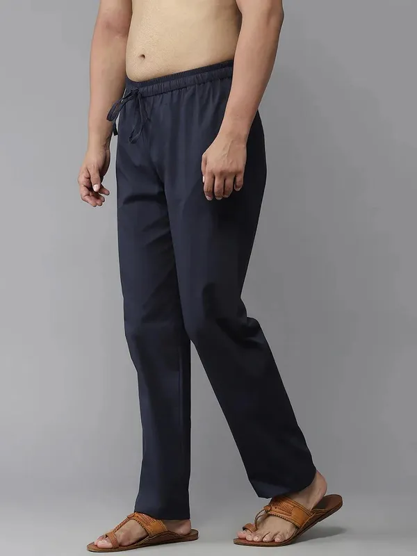 Navy_Blue_Elastic_Waist_Drawstring_Pyjama_Bottoms_for_Men