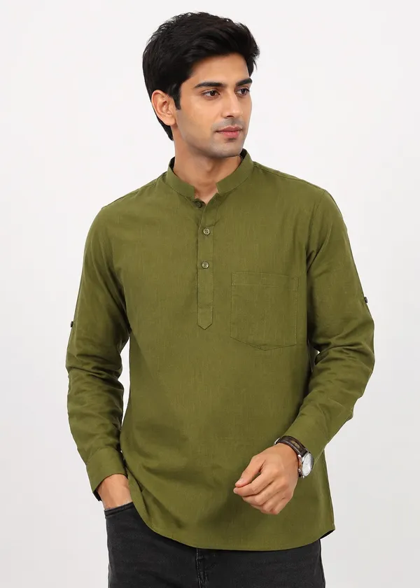 Olive_Green___Mandarin_Collar_Kurta_for_Men