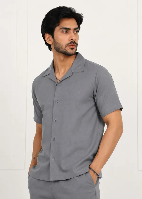 Grey___Matching_Shirt_And_Shorts_Set_For_Men
