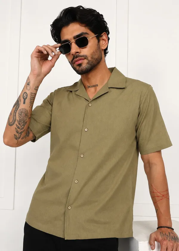 Olive_Green_Half_Sleeve_Casual_Shirt_for_Men