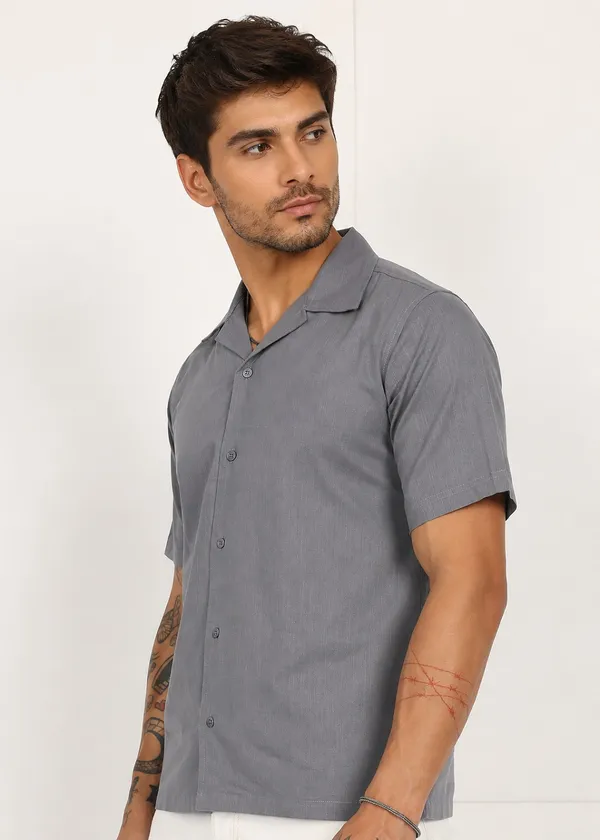 Grey_Short_Sleeve_Camp_Collar_Shirt_for_Men