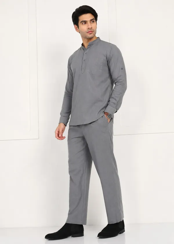 Grey___Mandarin_Collar_Kurta_Pyjama_Set_for_Men