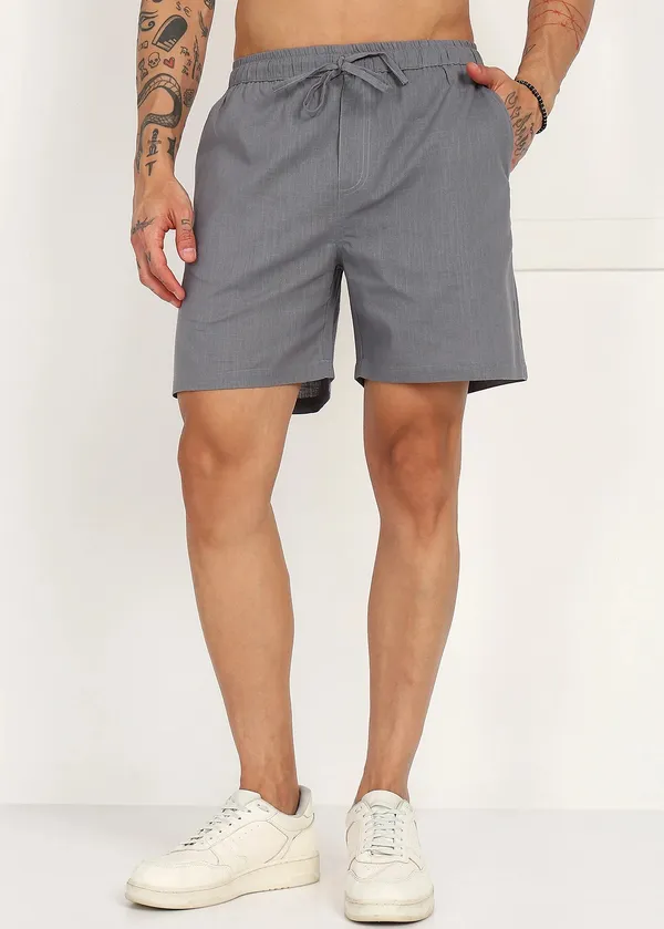 Grey_Drawstring_Casual_Shorts_for_Men