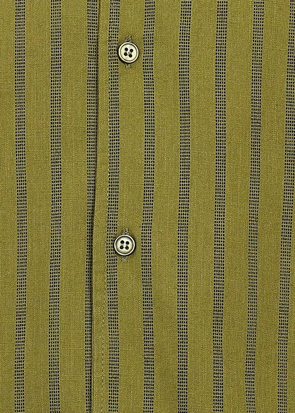Olive_Green_Striped_Short_Sleeve_Shirt_for_Men