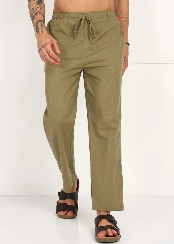 Olive_Green_Drawstring_Straight_Fit_Pants_for_Men