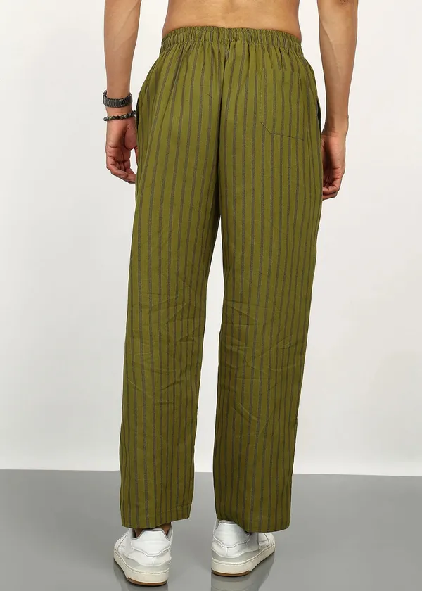 Olive_Green_Striped_Drawstring_Pants_for_Men