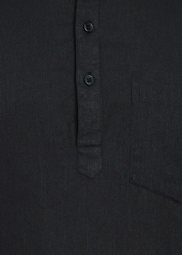 Black___Mandarin_Collar_Long_Sleeve_Kurta_for_Men