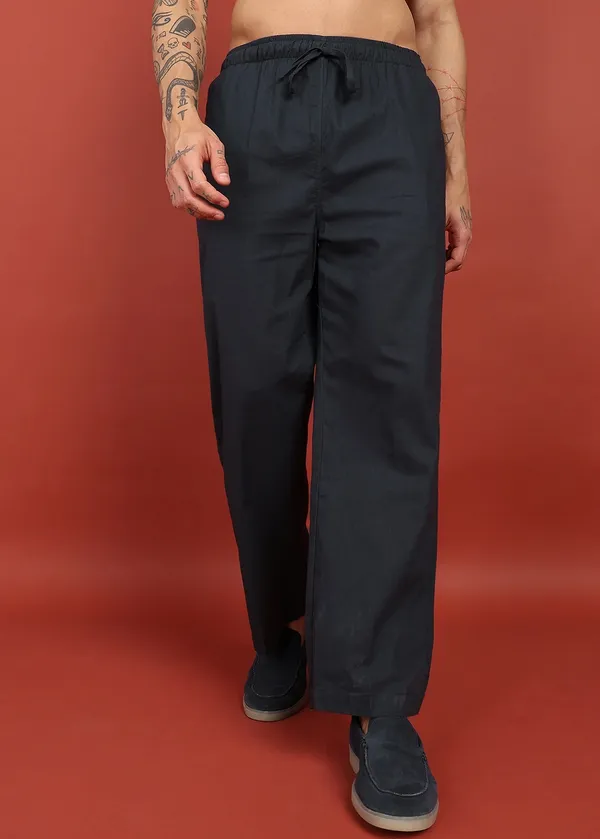 Black___Relaxed_Fit_Ankle_Length_Pants_for_Men