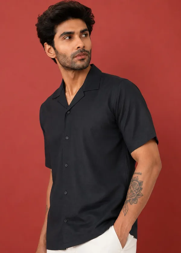 Black___Half_Sleeve_Casual_Shirt_for_Men