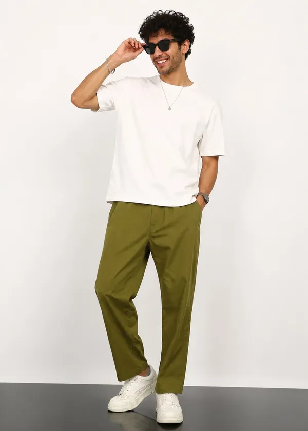 Olive_Green___Drawstring_Straight_Fit_Pants_for_Men