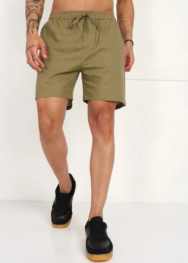 Olive_Green___Drawstring_Shorts_for_Men