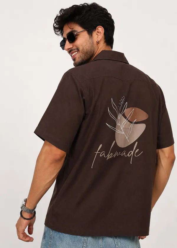 Brown_printed_Short_Sleeve_Shirt_for_Men
