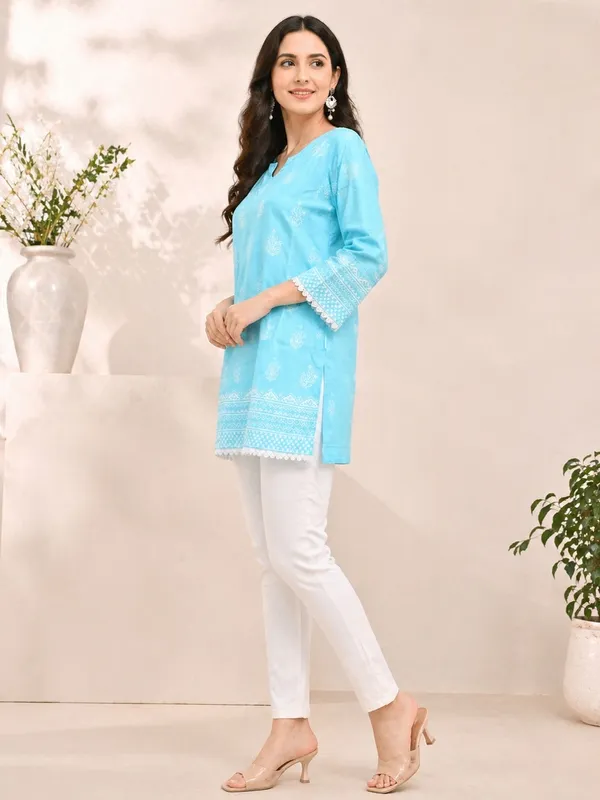 Sky_Blue_printed___Short_Kurti_for_Women