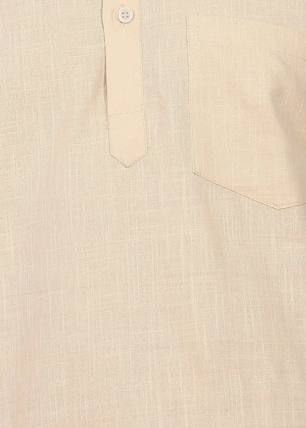 Beige___Mandarin_Collar_Kurta_Pyjama_Set_for_Men