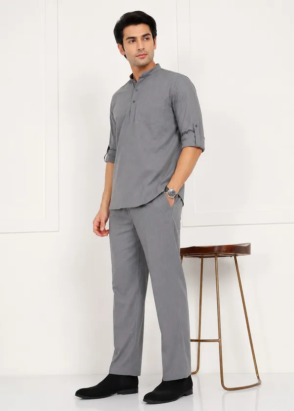 Grey___Mandarin_Collar_Kurta_Pyjama_Set_for_Men