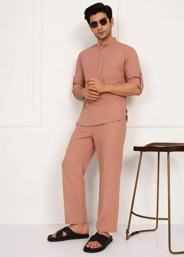 Peach___Kurta_Pajama_Set_for_Men