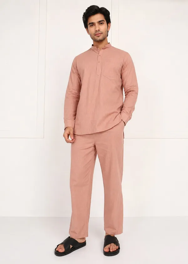 Peach___Kurta_Pajama_Set_for_Men