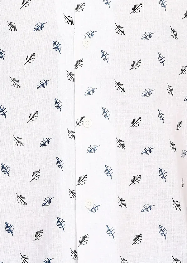 White_Leaf_Printed___Short_Sleeve_Casual_Shirt_for_Men