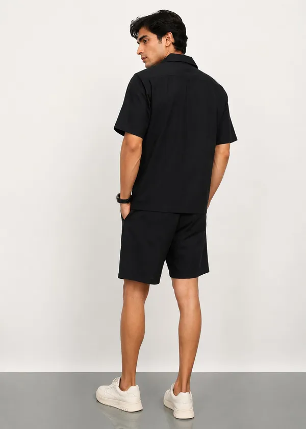 Black___Short_Sleeve_Shirt_And_Shorts_Co-Ord_Set_For_Men