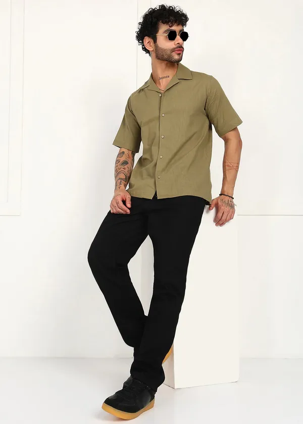 Olive_Green_Half_Sleeve_Casual_Shirt_for_Men