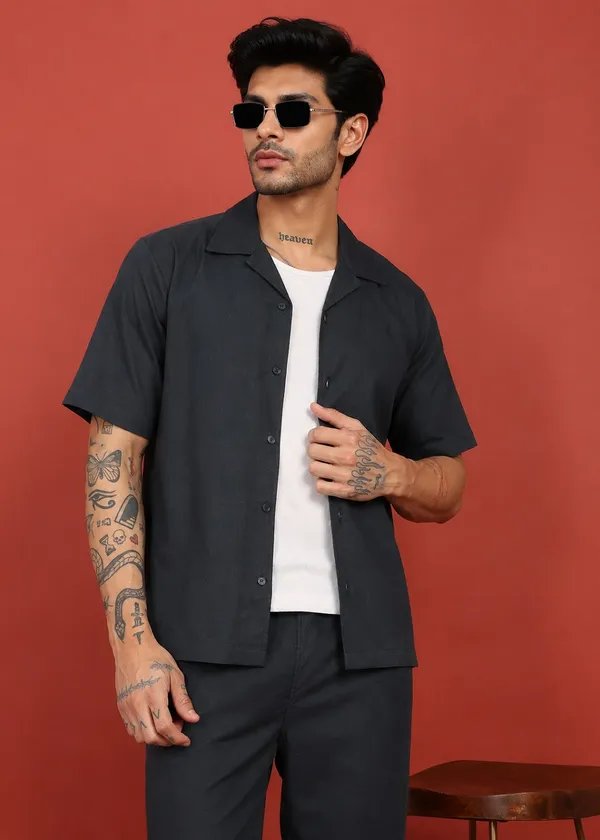 Black_Short_Sleeve_Shirt_And_Trouser_Co-Ord_Set_For_Men