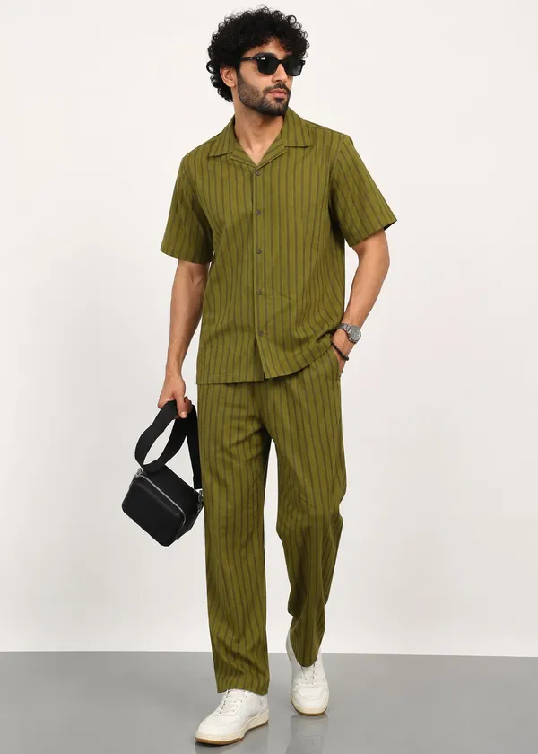 Olive_Green_Striped_Short_Sleeve_Co-Ord_Set_for_Men