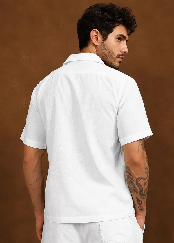 White_Linen_Sunflower_printed_Short_Sleeve_Shirt_for_Men