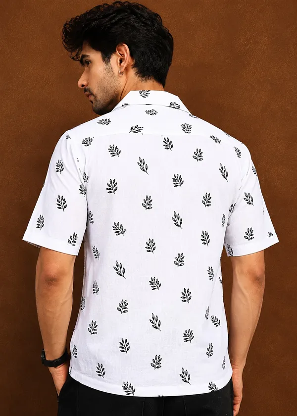 White_Leaf_Printed_Half_Sleeve_Casual_Shirt_for_Men