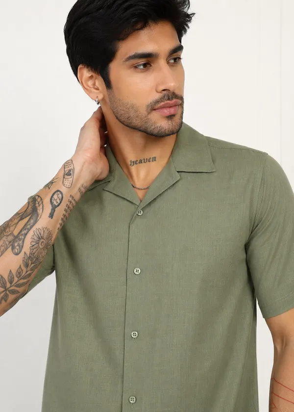 Olive_Green___Short_Sleeve_Resort_Collar_Shirt_for_Men
