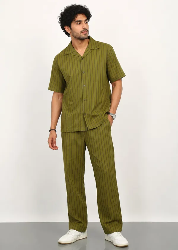 Olive_Green_Striped_Short_Sleeve_Co-Ord_Set_for_Men