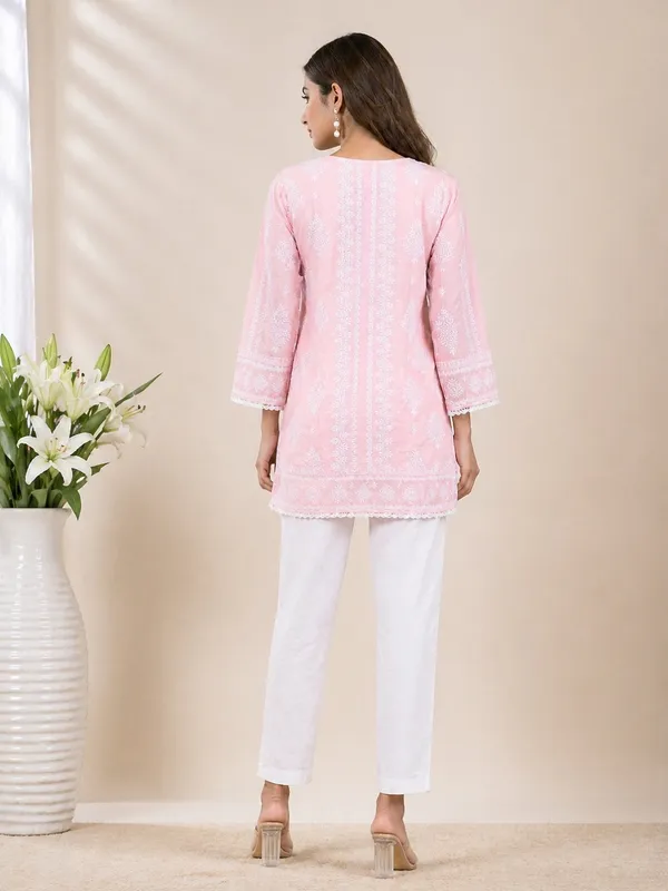 Peach_Printed_Short_Kurti_for_Women