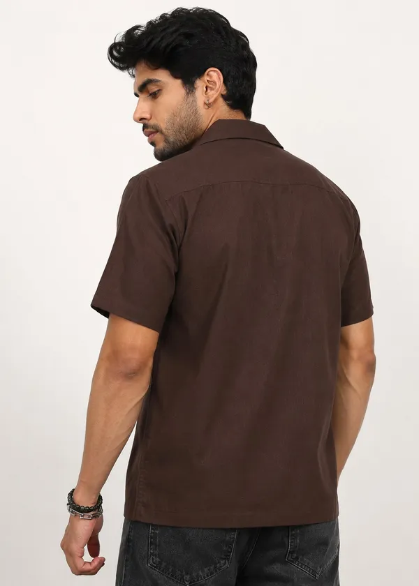 Brown_Short_Sleeve_Camp_Collar_Shirt_for_Men