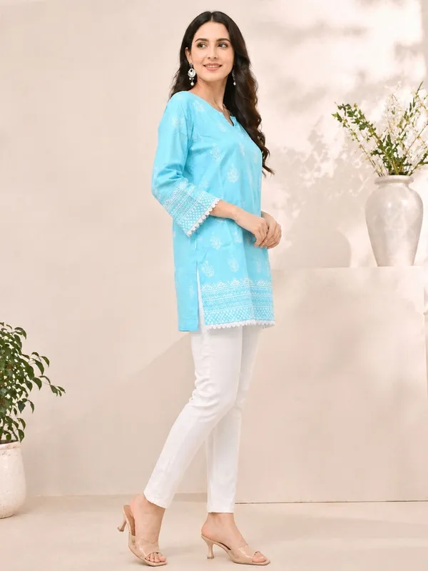 Sky_Blue_printed___Short_Kurti_for_Women