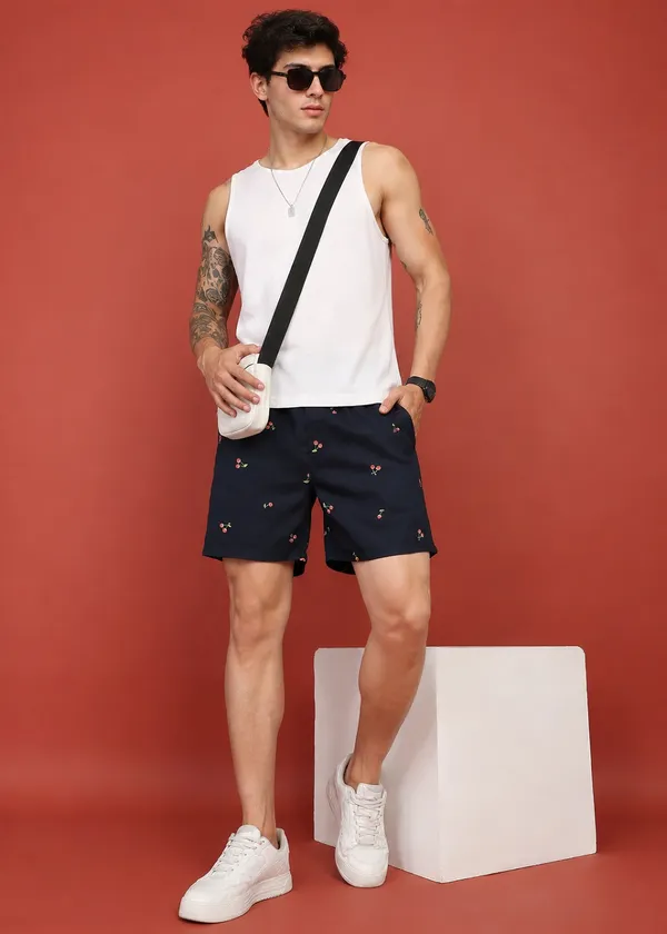 Navy_Blue_Cherry_Printed_Drawstring_Shorts_for_Men