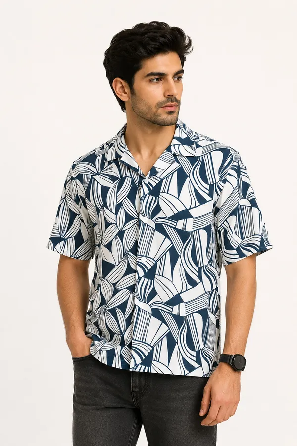 Navy_Blue_Abstract_Printed_Half_Sleeve_Casual_Shirt_for_Men