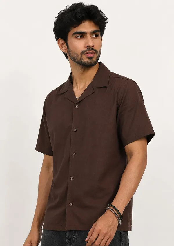 Brown_Short_Sleeve_Camp_Collar_Shirt_for_Men