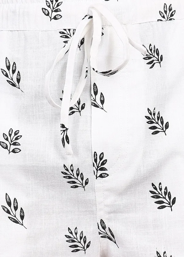 White_Leaf_Printed___Casual_Shorts_for_Men