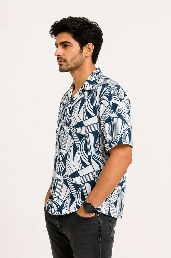 Navy_Blue_Abstract_Printed_Half_Sleeve_Casual_Shirt_for_Men
