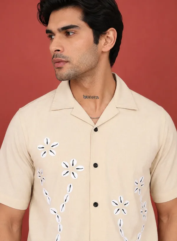 Beige_Printed_Cuban_Collar_Shirt_for_Men