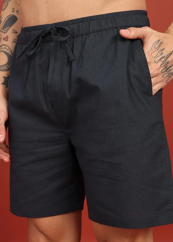 Black_Drawstring_Casual_Shorts_for_Men
