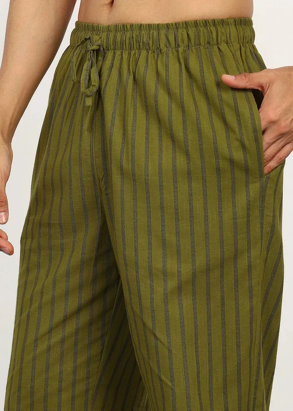 Olive_Green_Striped_Drawstring_Pants_for_Men