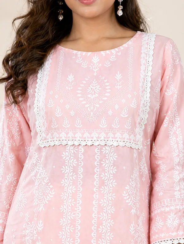 Peach_Printed_Short_Kurti_for_Women